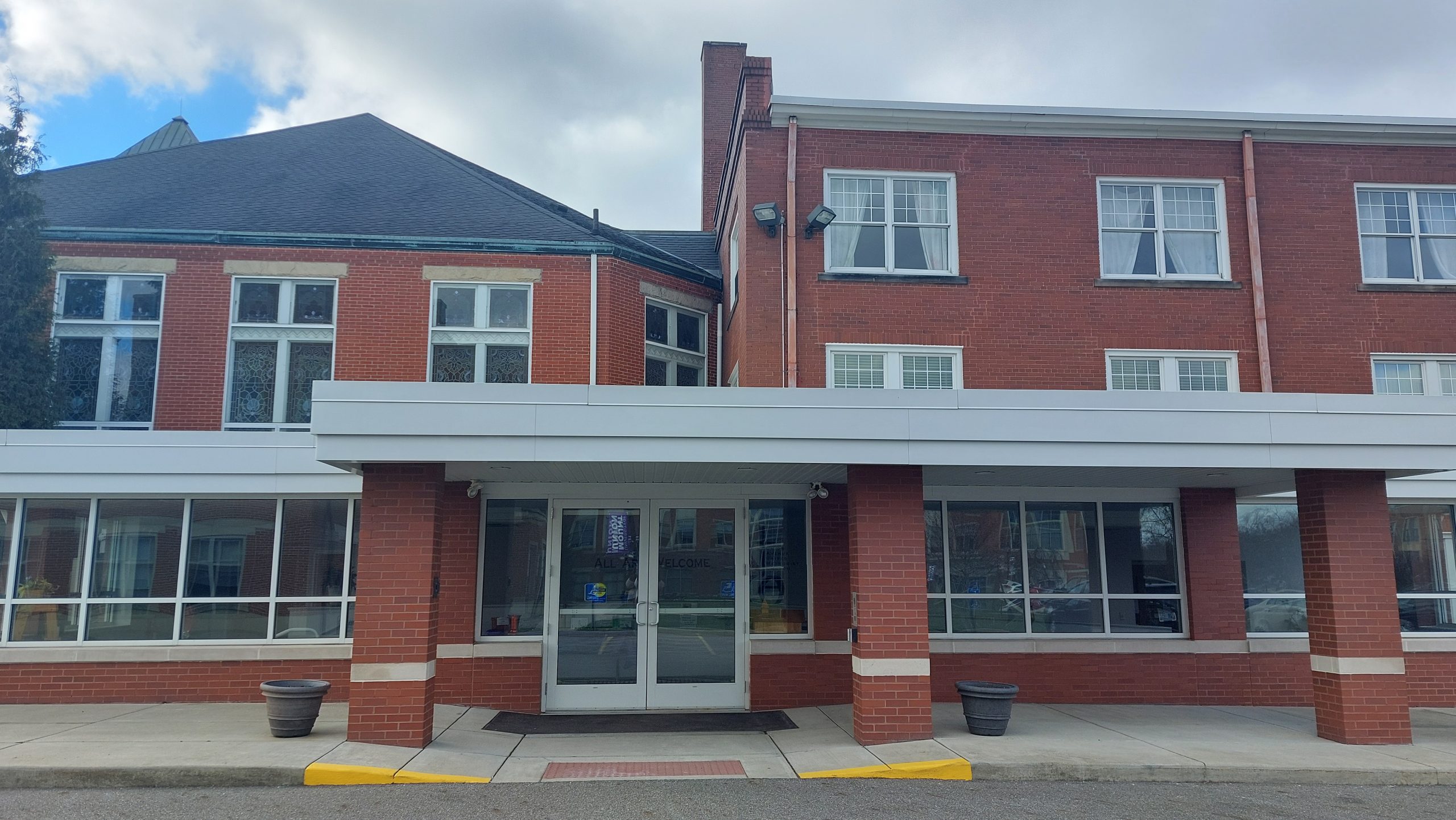 Entrance to church and Fellowship Hall on north side of building
